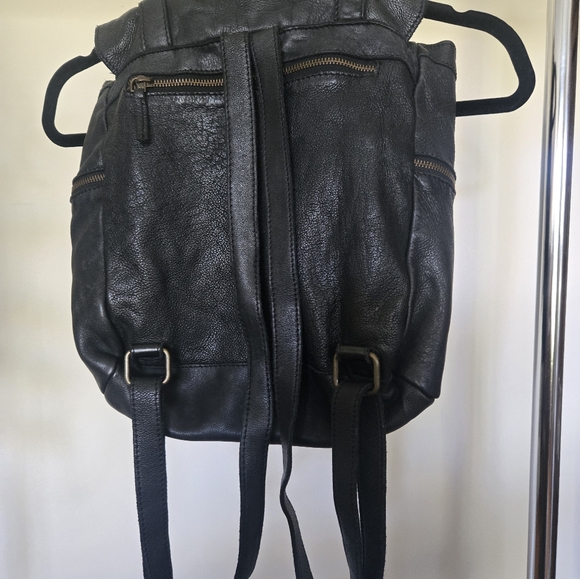 Genuine Leather Black Studded Distressed Backpack - Picture 7 of 16